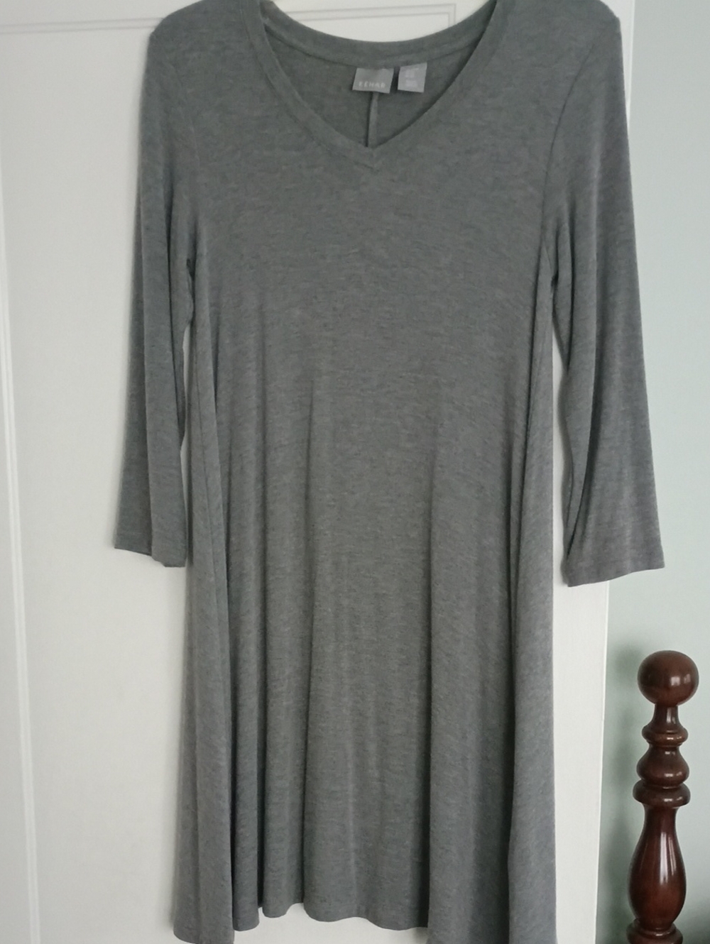 Kenar Light Grey V-Neck Midi Dress
